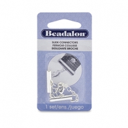 Beadalon Schieber Connector (20mm) mit 5cm Verlängerungsketten und Karabinerverschluss Silber