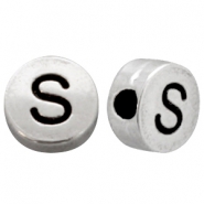 Metall Look Perlen Buchstaben S Antik silber
