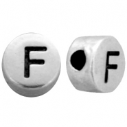 Metall Look Perlen Buchstaben F Antik silber