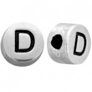 Metall Look Perlen Buchstaben D Antik silber