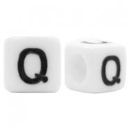 Buchstaben Perlen aus Acryl Q Weiss