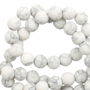 Naturstein Perlen Calcit 6mm matt mit Marble look White