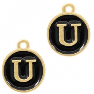 Basic quality Metall Anh&auml;nger Buchstaben U Gold-schwarz