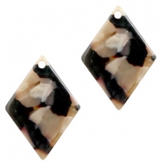 Resin Anhänger Raute 20x14mm Mixed brown