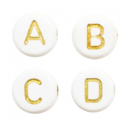 Buchstaben Perlen aus Acryl Mix Off white-gold