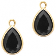Anh&auml;nger Kristallglas tropfenform 11x7mm Jet black-gold