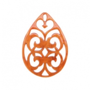 Resin Anh&auml;nger Tropfen Barock 38x27mm Flame orange