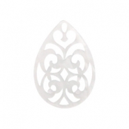 Resin Anh&auml;nger Tropfen Barock 38x27mm Bright white