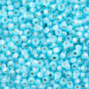 Miyuki Rocailles 11/0 Silverlined alabaster dyed aqua blue 11-647