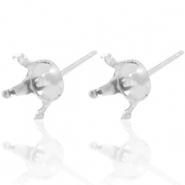 925 Silber Zubehör Ohrstecker mit Fassung für Swarovski SS29 (6mm) Silber
