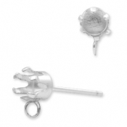 925 Silber Zubehör Ohrstecker mit Fassung für Swarovski PP32 (4mm) mit Öse Silber