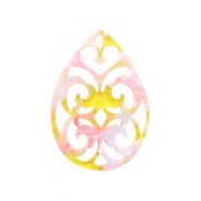 Resin Anh&auml;nger Tropfen Barock Pink-yellow