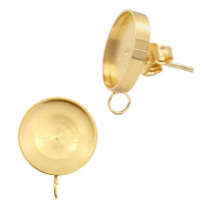 Polaris Steel Ohrringe (mit &Ouml;se vertikal) Fassung f&uuml;r 7mm Cabochon/Swarovski SS34 Gold