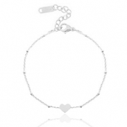 Armbänder aus Stainless Steel - Rostfreiem Stahl Ketten Herz ♥ Silber