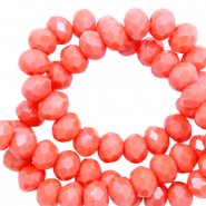 Top Glas Facett Perlen 3x4mm rondellen Coral red-pearl shine coating