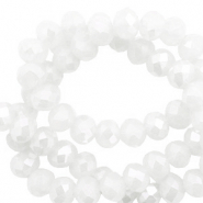 Top Glas Facett Perlen 6x4 mm rondellen White-pearl shine coating