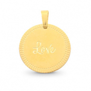 Stainless Steel - Rostfrei Stahl Anh&auml;nger 15mm "love" Mix&Match Gold