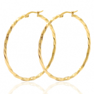 Ohrringe aus Stainless Steel - Rostfreiem Stahl Creolen 50mm Twist Gold