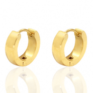 Ohrringe aus Stainless Steel - Rostfreiem Stahl Creolen flach 13mm Gold