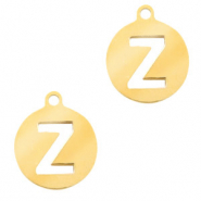 Stainless Steel - Rostfrei Stahl Anh&auml;nger 10mm Initial coin Z Gold