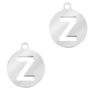 Stainless Steel - Rostfrei Stahl Anh&auml;nger 10mm Initial coin Z Silber