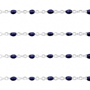Stainless Steel - Rostfrei Stahl Schmuckzubeh&ouml;r Gliederkette 1mm Dunkel blau-silber