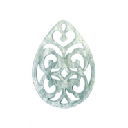 Resin Anh&auml;nger Tropfen Barock 38x27mm Ash grey-green