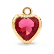 Anh&auml;nger Kristallglas Herz Indian pink-gold