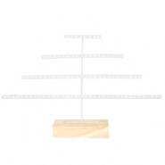Schmuckdisplay Pyramide mit Holz St&auml;nder White-natural