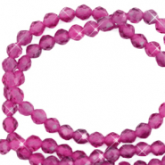 Naturstein Perlen Facett geschliffen 3mm Magenta pink