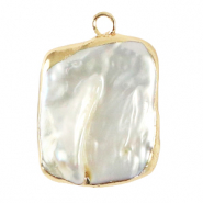 BQ S&uuml;sswasserperlen Anh&auml;nger asymmetric Gold-Natural white