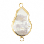 BQ S&uuml;sswasserperlen Zwischenst&uuml;ck asymmetric Drop Gold-Natural white