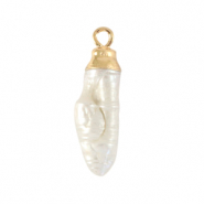 BQ S&uuml;sswasserperlen Anh&auml;nger Tooth Gold-Natural white