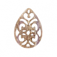 Resin Anh&auml;nger Tropfen Barock 38x27mm Sugar almond taupe