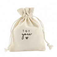 Schmuckbeutel Leinen "for you" Off white