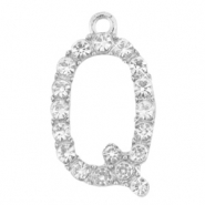 Basic Quality Metall Anh&auml;nger Strass Initiale Q Antik silber