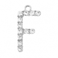 Basic Quality Metall Anh&auml;nger Strass Initiale F Antik silber
