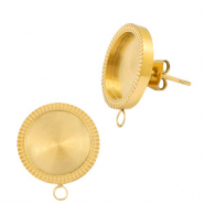 Polaris Steel Ohrringe aus Stainless Steel mit Fassung f&uuml;r 12mm Cabochon (mit &Ouml;se) Gold