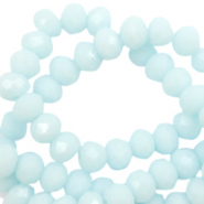 Top Glas Facett Perlen 3x2mm rondellen Bleached aqua blue-high shine coating