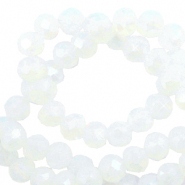 Top Glas Facett Perlen 3x2mm rondellen Brilliant white crystal-pearl shine coating