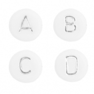 Buchstaben Perlen aus Acryl Mix Weiss-silber