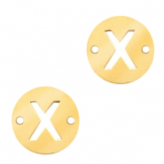 Stainless Steel - Rostfreiem Stahl Anh&auml;nger Zwischenst&uuml;ck rund 10mm Initial coin X Gold