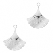 Stainless Steel - Rostfrei Stahl Anhänger Ginkgo Blatt Silber