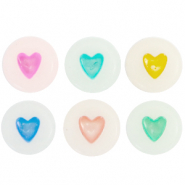 Buchstaben Perlen aus Acryl Herzen glow-in-the-dark Off white-multicolour