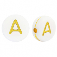 Buchstaben Perlen aus Acryl A White-gold