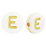 Buchstaben Perlen aus Acryl E White-gold