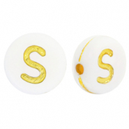 Buchstaben Perlen aus Acryl S White-gold