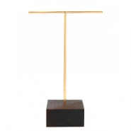 Schmuckdisplay Ohrringe T-Form mit Holz St&auml;nder Dark brown-gold