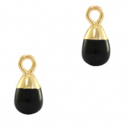 Naturstein Anhänger Onyx Tropfen Black-gold
