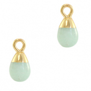 Naturstein Anhänger Tropfen Ocean green-gold